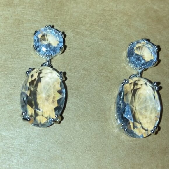 NEW Classic Clear Gems Earrings Faux Crystal Wedding Formal Cocktail Jewelry - Picture 3 of 13